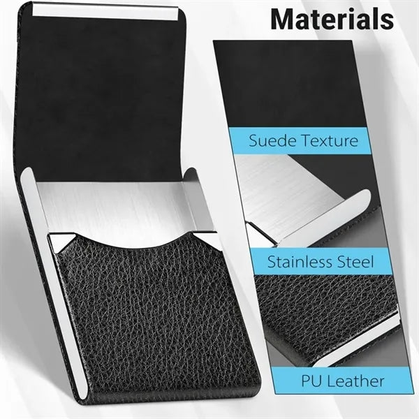 Unisex Magnetic Leather Business Card Holder