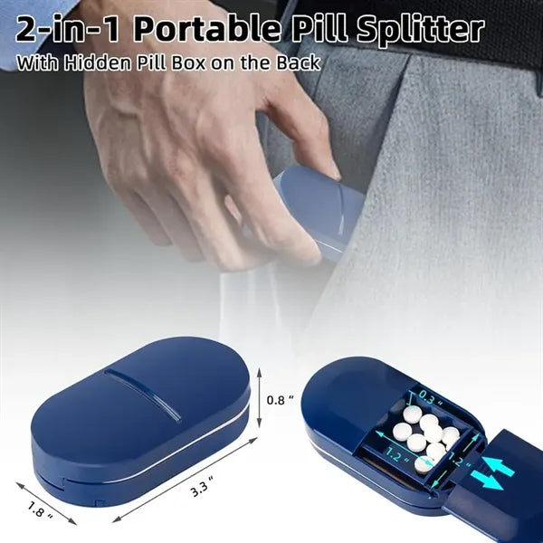 Portable Pill Splitter Pill Case with Stainless Steel Blade