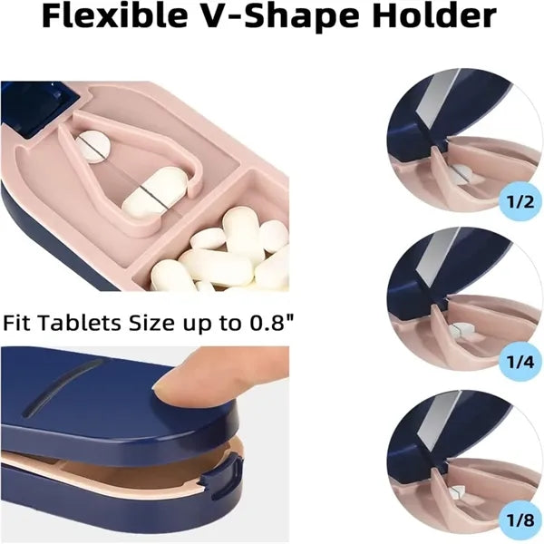 Portable Pill Splitter Pill Case with Stainless Steel Blade