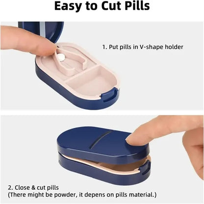 Portable Pill Splitter Pill Case with Stainless Steel Blade