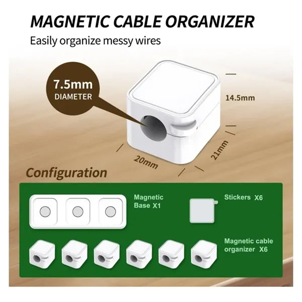 6 Pcs Magnetic Cable Clips Cord Organizer