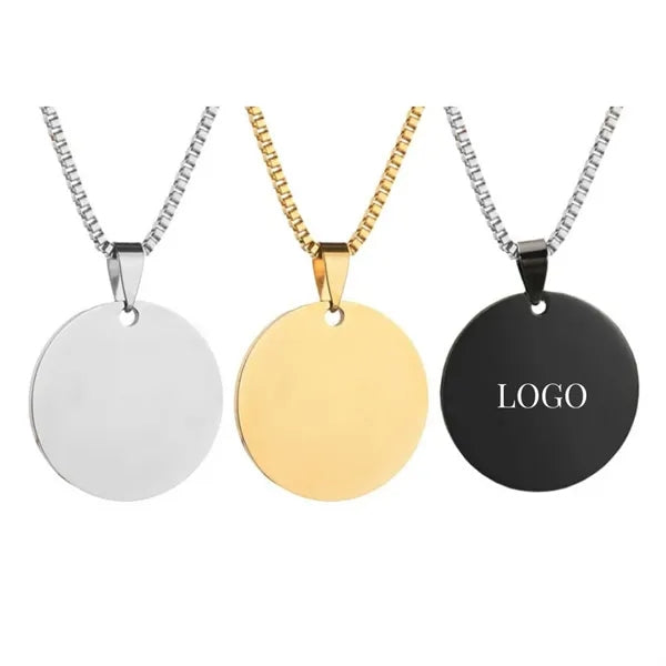 Dual Sided Mirror Medal Pendant Necklace