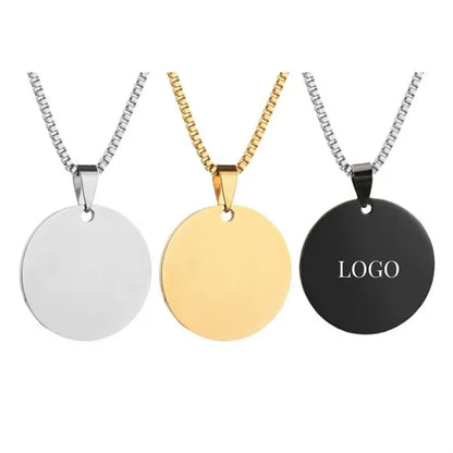 Dual Sided Mirror Medal Pendant Necklace