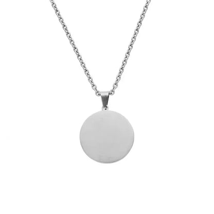 Dual Sided Mirror Medal Pendant Necklace