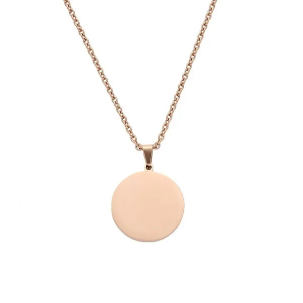 Dual Sided Mirror Medal Pendant Necklace