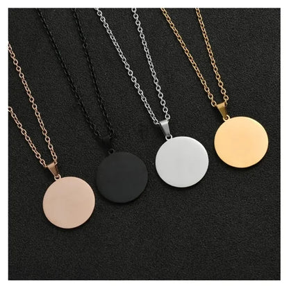 Dual Sided Mirror Medal Pendant Necklace