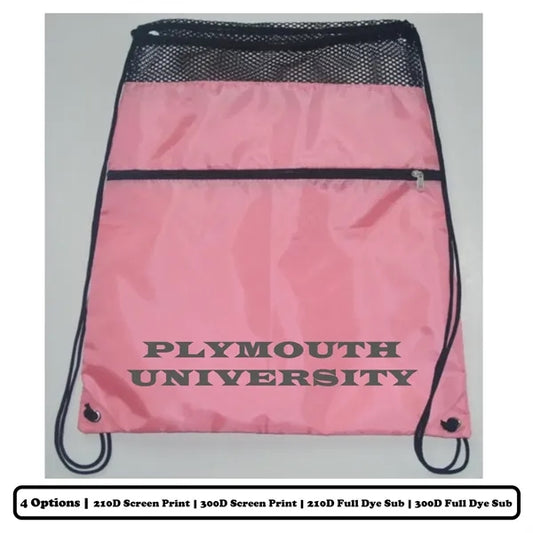 Sublimation Mesh-Top Polyester Drawstring Bag w/