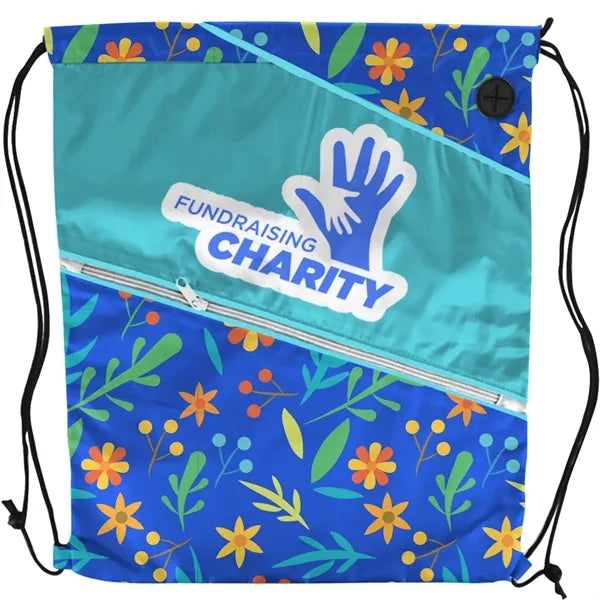 Sublimation Multi-Panel Polyester Drawstring Bag w/