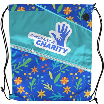 Sublimation Multi-Panel Polyester Drawstring Bag w/