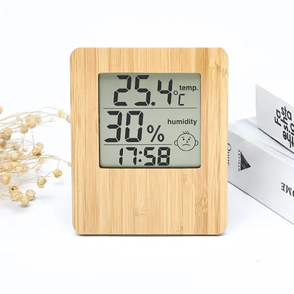 Wooden LCD Weather Electronic Clock with Wireless Charging
