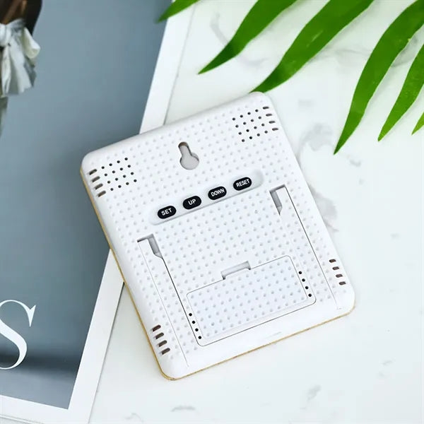 Wooden LCD Weather Electronic Clock with Wireless Charging