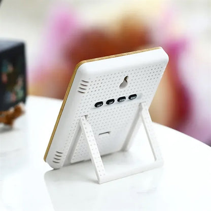 Wooden LCD Weather Electronic Clock with Wireless Charging