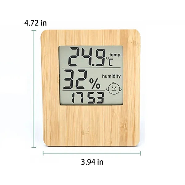 Wooden LCD Weather Electronic Clock with Wireless Charging