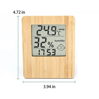 Wooden LCD Weather Electronic Clock with Wireless Charging