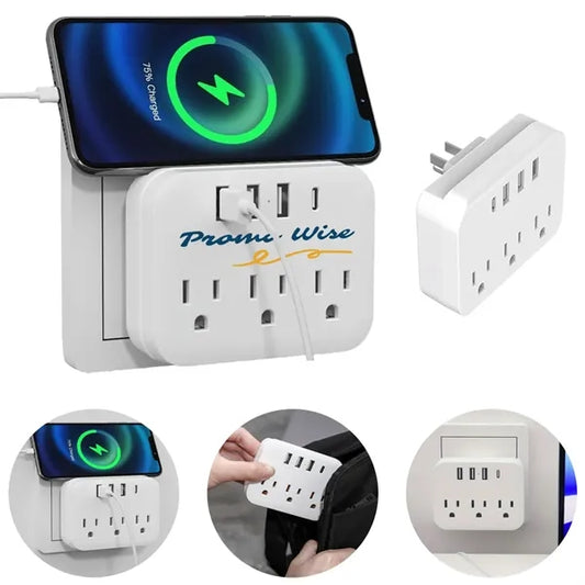 Compact 6-in-1 Power Strip with 3 AC Outlets and 3 USB Ports