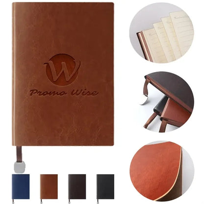 PU Leather Minimalist Business Notebook with Metal Pendant