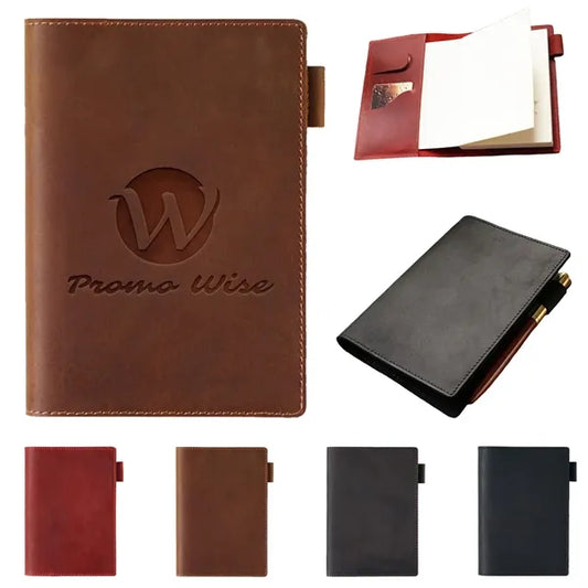 Leather Refillable Travel Notebook W/ Pen Holder Card Slot