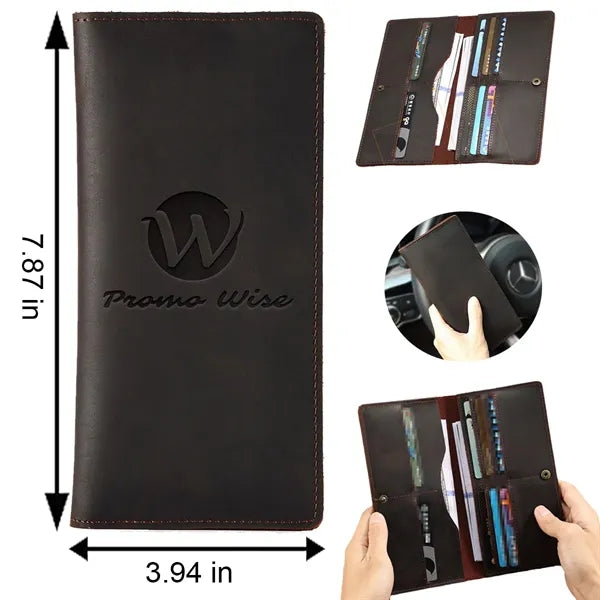 Multi Slots Crazy Horse Leather Classic Retro Long Wallet