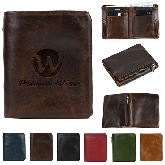Slim Multiple Card Slots Genuine Leather Bifold Short Wallet