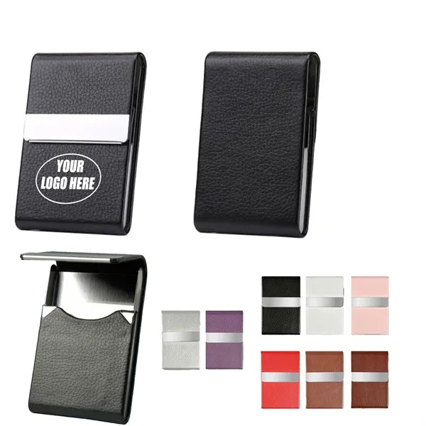PU Magnetic Aluminum Alloy Flip-top Business Card Box