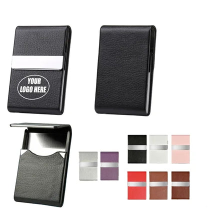 PU Magnetic Aluminum Alloy Flip-top Business Card Box