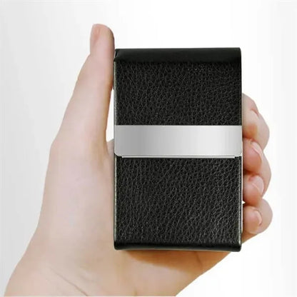 PU Magnetic Aluminum Alloy Flip-top Business Card Box