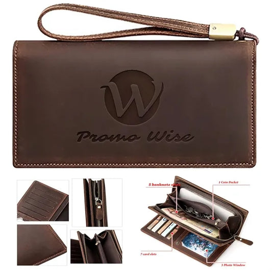 Crazy Horse Leather Multi Card Slots Lightweight Long Wallet