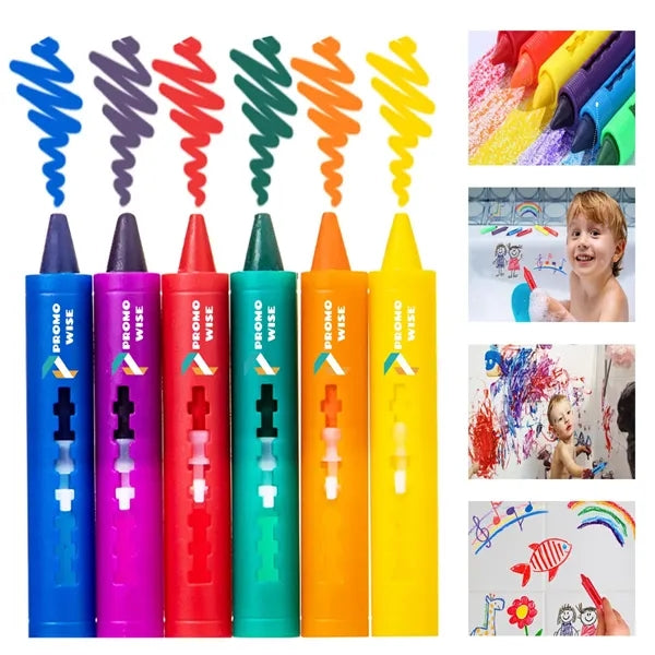 6-Color Non-Toxic Kid-Safe Washable Bath Crayons for Tub