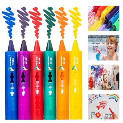 6-Color Non-Toxic Kid-Safe Washable Bath Crayons for Tub