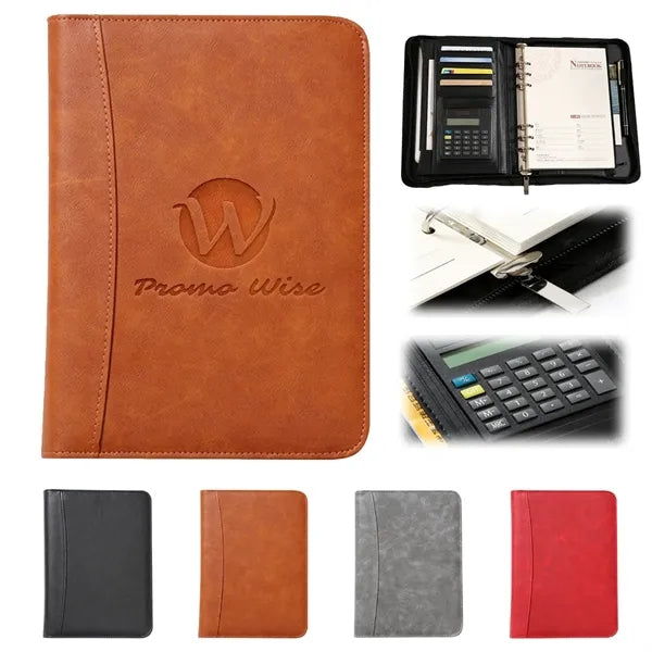 A5 Business Leather Refillable Zippered Conference Folder