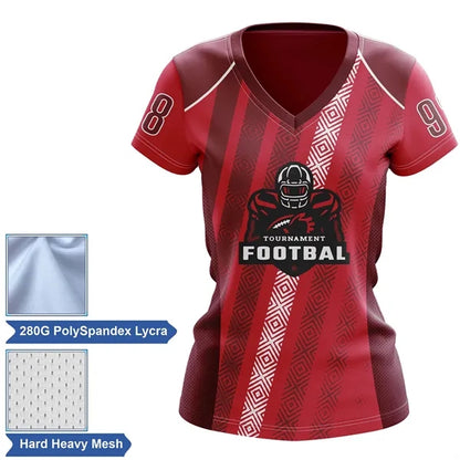 Women's Sublimation Football Fanwear Jersey w/ Shoulder & Me