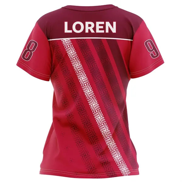 Women's Sublimation Football Fanwear Jersey w/ Shoulder & Me