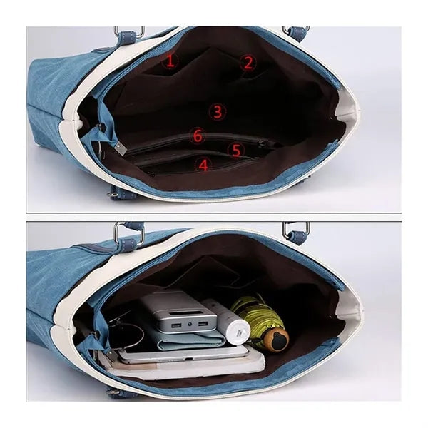 Lightweight Versatile Casual Colorblock Canvas Tote Bag