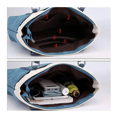 Lightweight Versatile Casual Colorblock Canvas Tote Bag