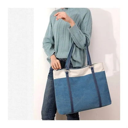 Lightweight Versatile Casual Colorblock Canvas Tote Bag