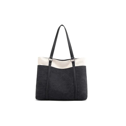 Lightweight Versatile Casual Colorblock Canvas Tote Bag