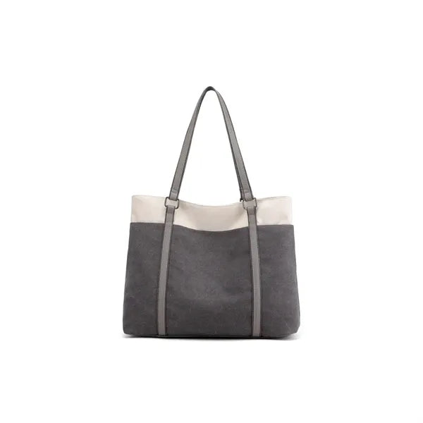 Lightweight Versatile Casual Colorblock Canvas Tote Bag