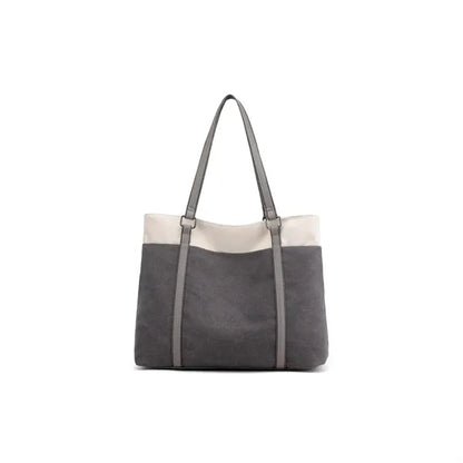 Lightweight Versatile Casual Colorblock Canvas Tote Bag