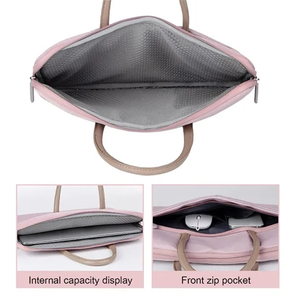 PU Leather Durable Shockproof Waterproof Laptop Tote Bag