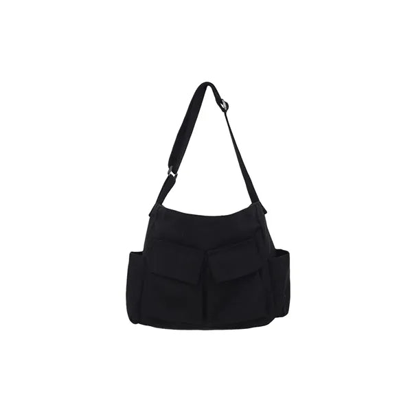 Large Capacity Magnetic Buckle Pockets Canvas Messenger Bag