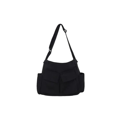 Large Capacity Magnetic Buckle Pockets Canvas Messenger Bag
