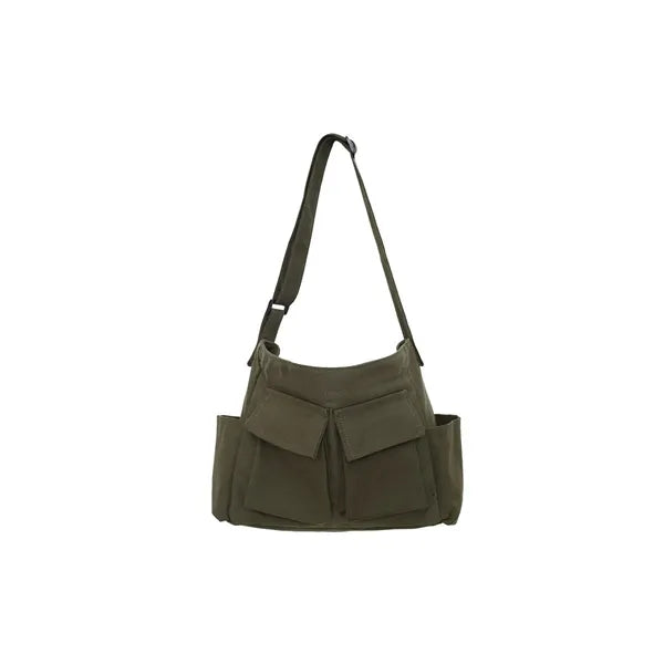 Large Capacity Magnetic Buckle Pockets Canvas Messenger Bag