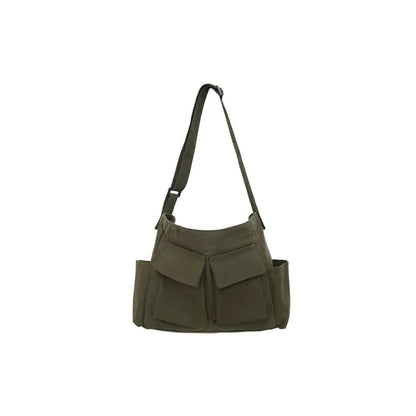 Large Capacity Magnetic Buckle Pockets Canvas Messenger Bag
