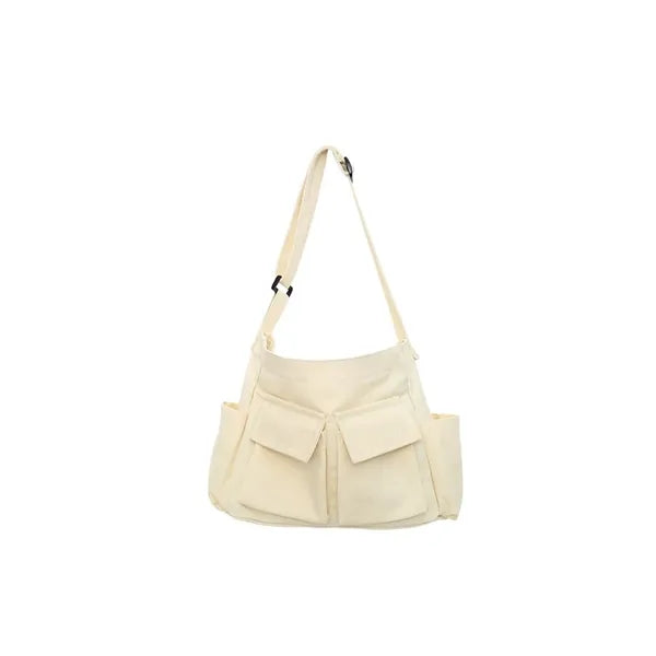Large Capacity Magnetic Buckle Pockets Canvas Messenger Bag
