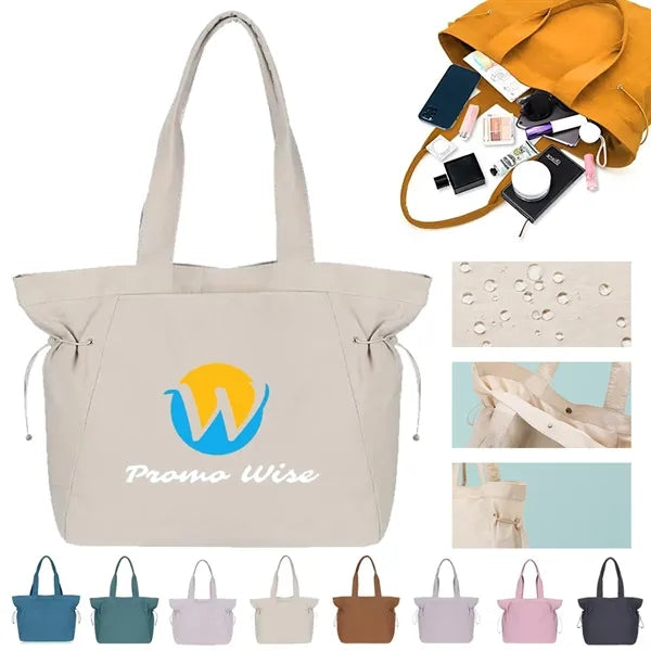 Lightweight Waterproof Tote Bag with Adjustable Side-Cinch