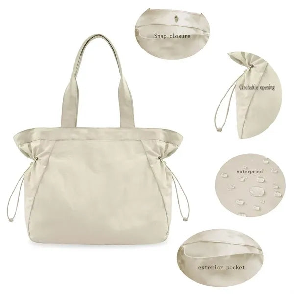 Lightweight Waterproof Tote Bag with Adjustable Side-Cinch
