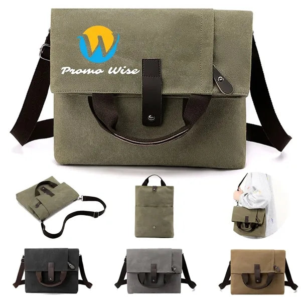 Foldable Reinforced Zippers Anti-Theft Canvas Crossbody Bag