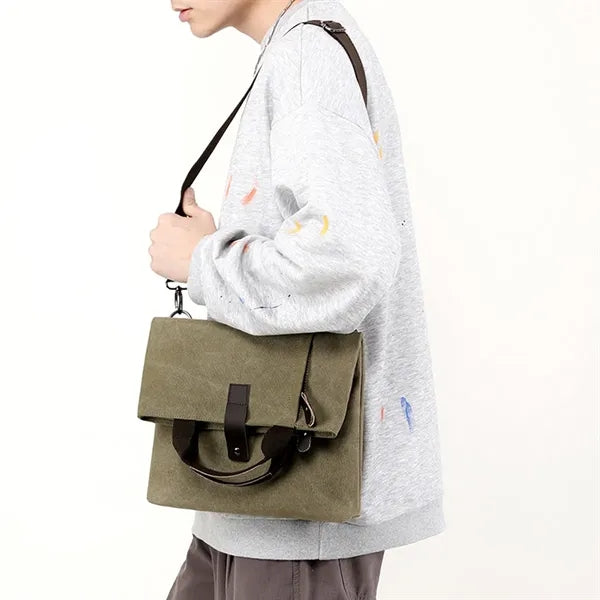 Foldable Reinforced Zippers Anti-Theft Canvas Crossbody Bag
