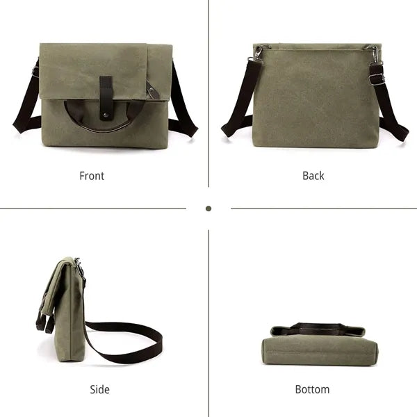 Foldable Reinforced Zippers Anti-Theft Canvas Crossbody Bag