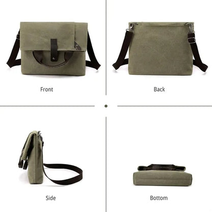 Foldable Reinforced Zippers Anti-Theft Canvas Crossbody Bag